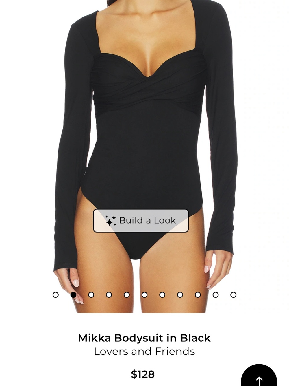 Lovers + Friends Black Long-Sleeve Sweetheart Bodysuit